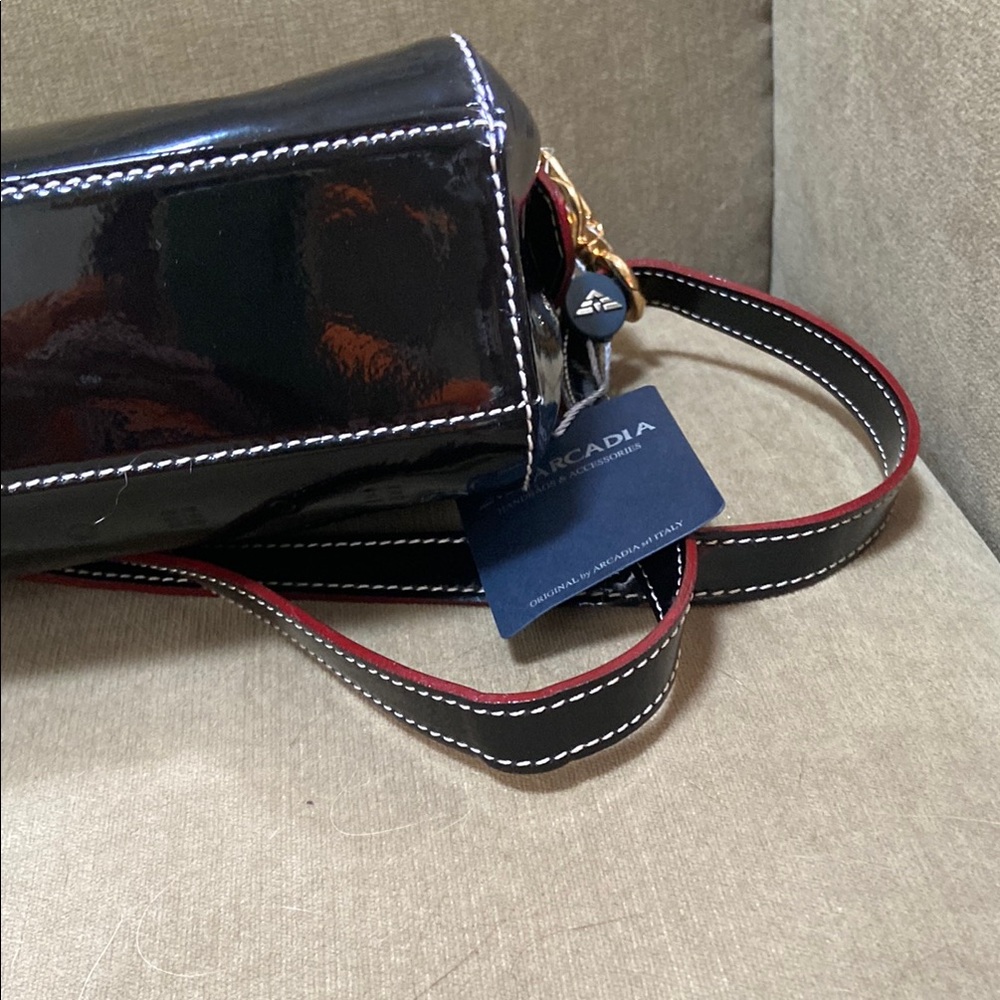Arcadia Black Embossed Patent Leather Bag - Picture 7 of 14